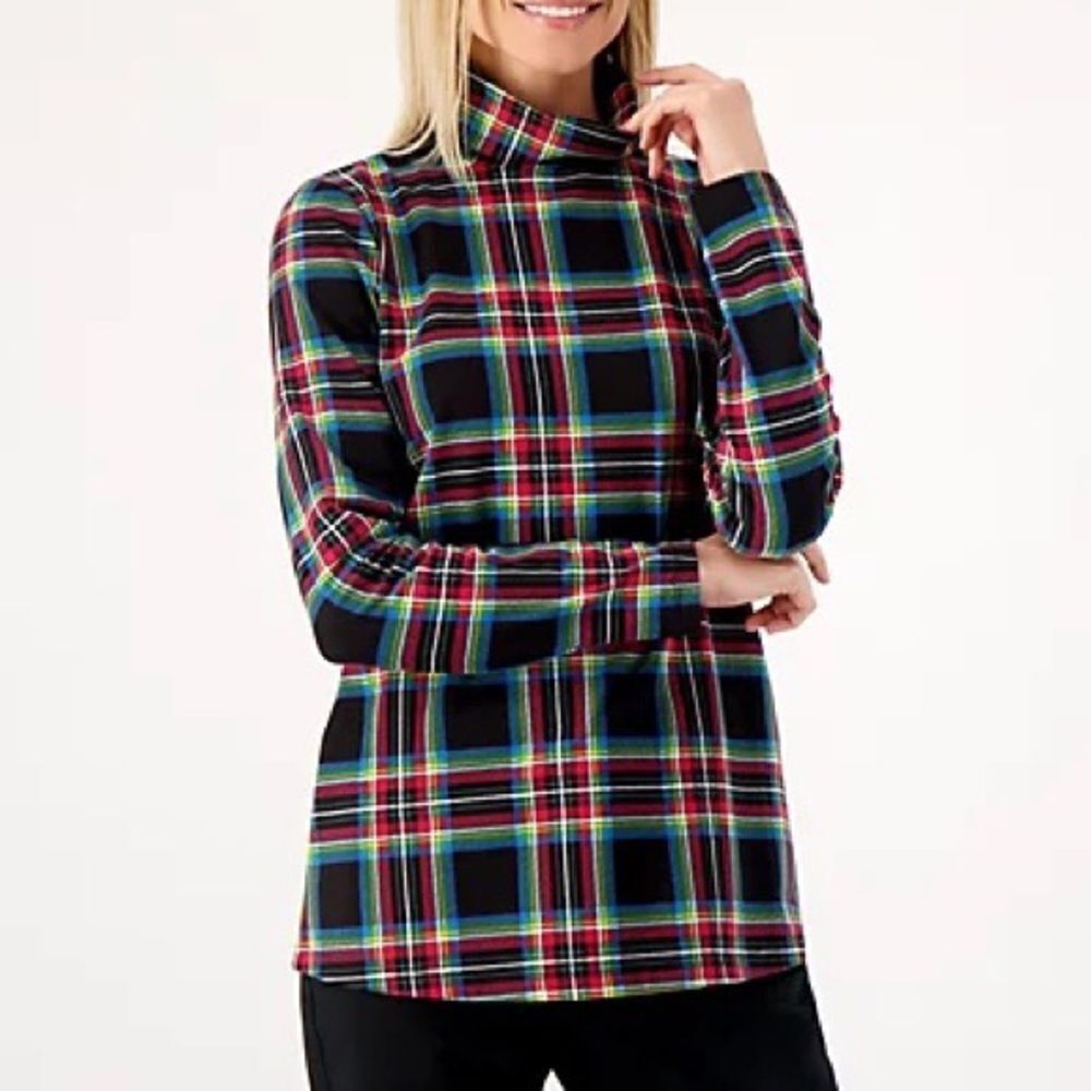 Denim & Co. Printed Perfect Jersey Turtle Neck Top